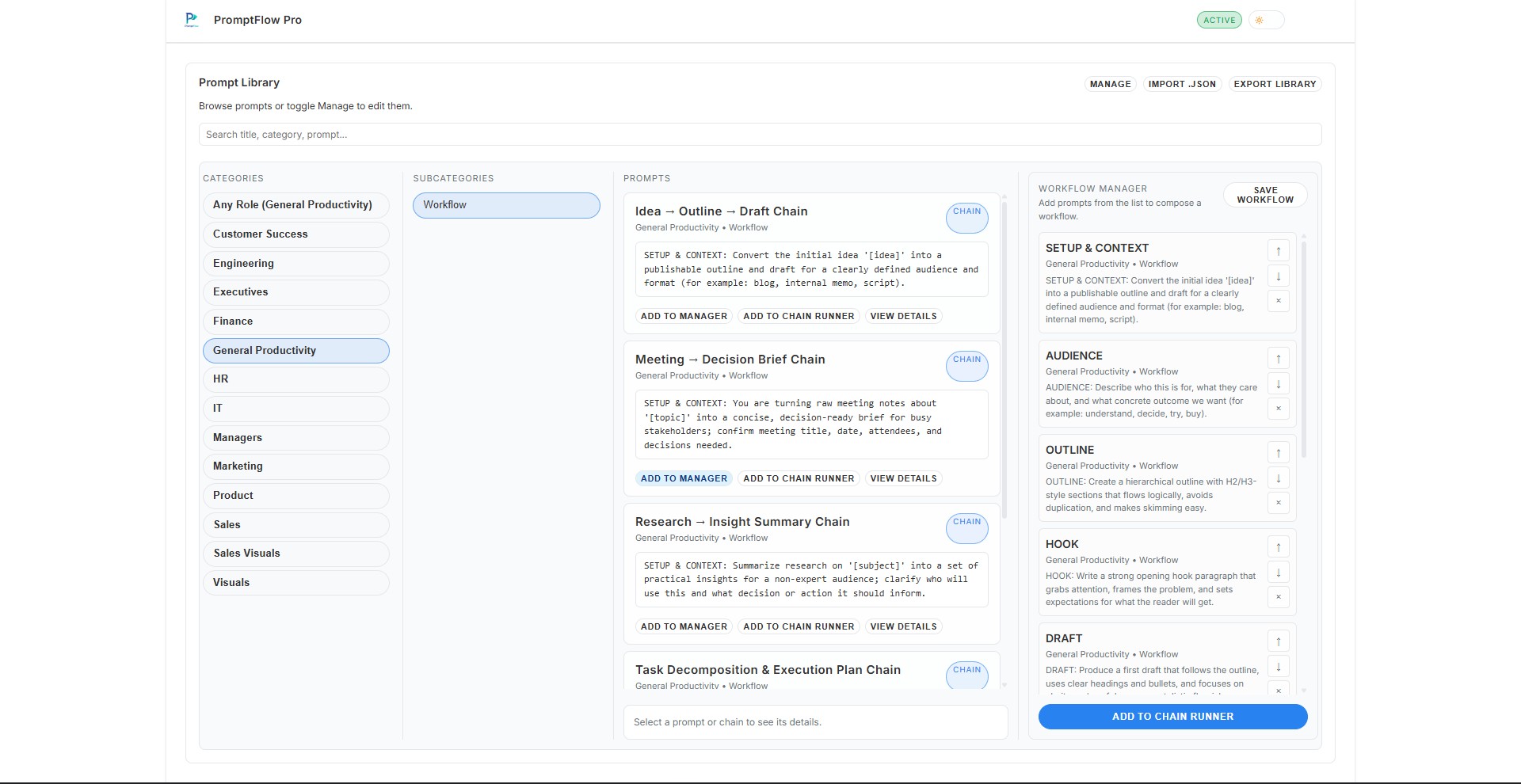 PromptFlow Dashboard Interface